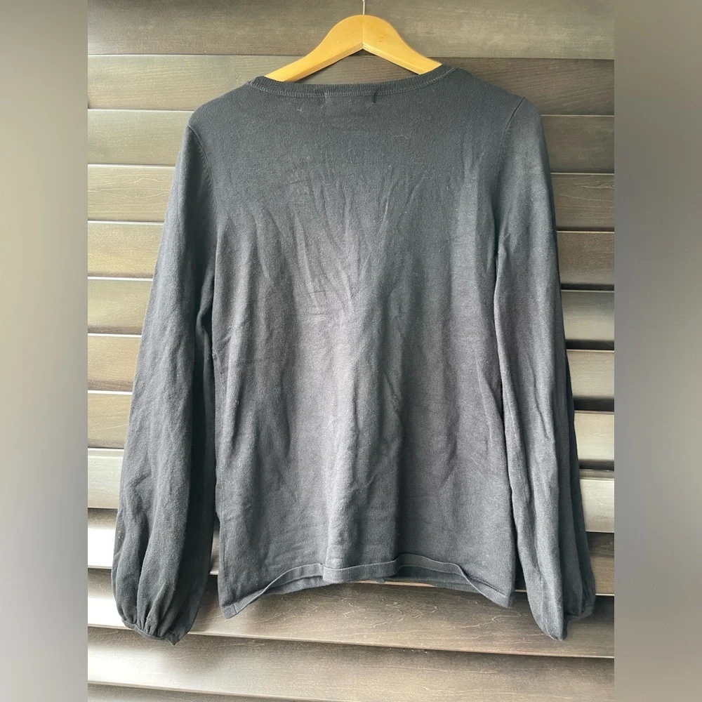 Michael Kors Black Cardigan Button Up Grandpa Sweater With Pockets Medium
